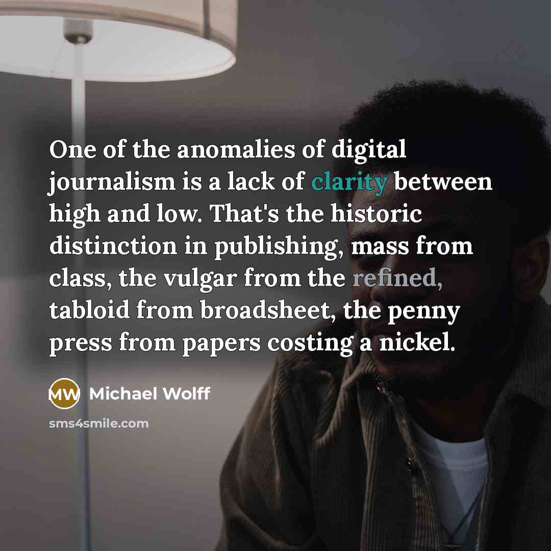 “One of the anomalies of digital journalism is a lack…” quote by Michael Wolff