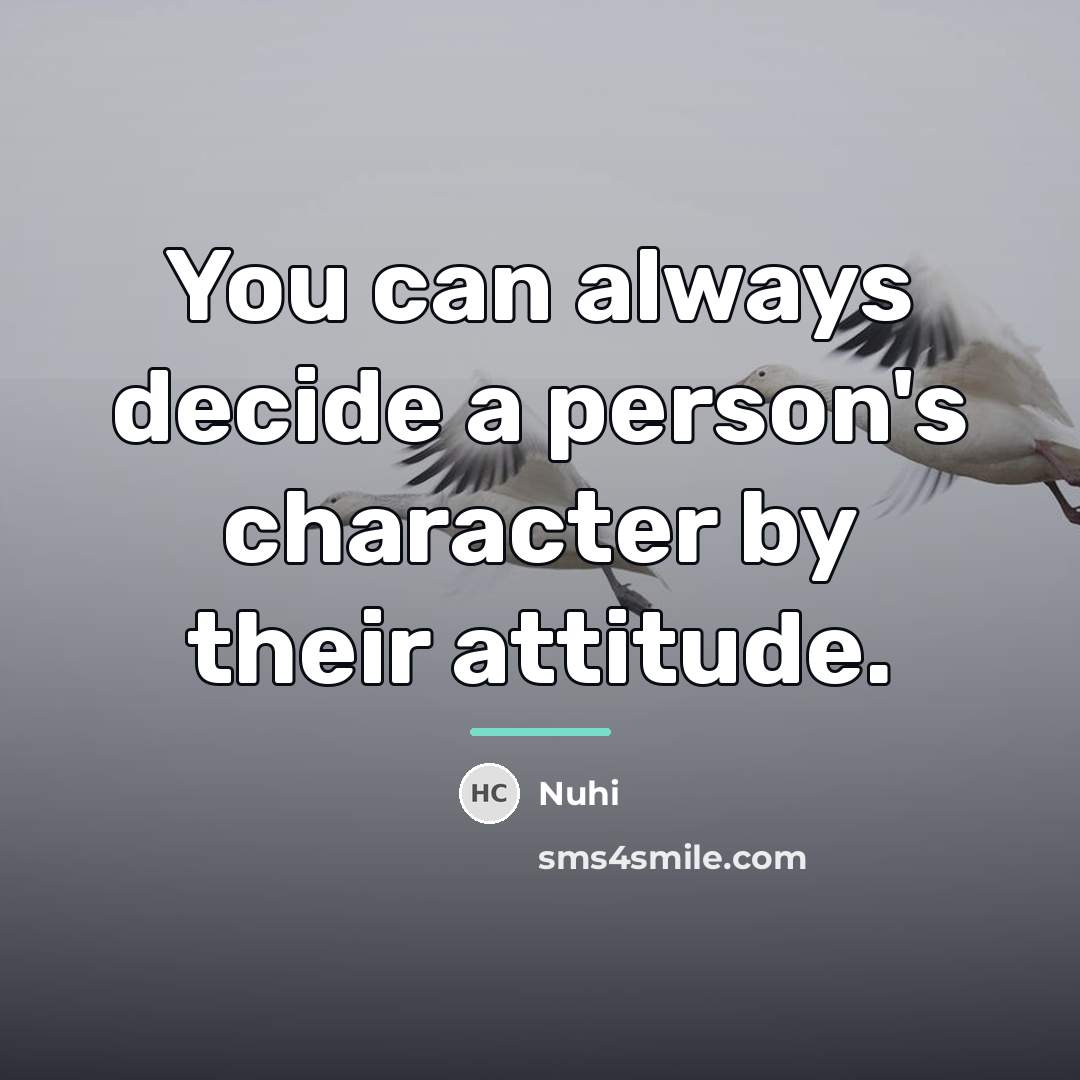 “You can always decide a person's character by their attitude.…” quote by Nuhi