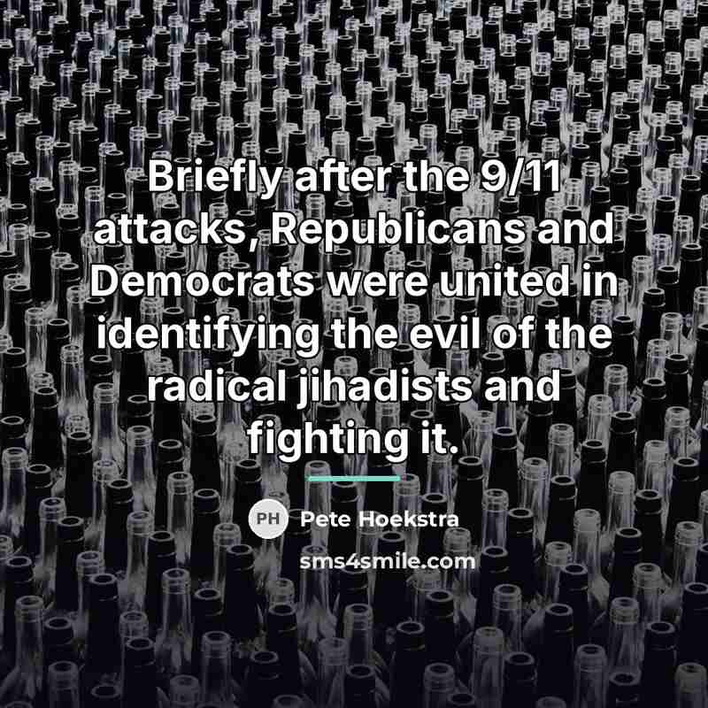 “Briefly after the 9/11 attacks, Republicans and Democrats were united…” quote by Pete Hoekstra