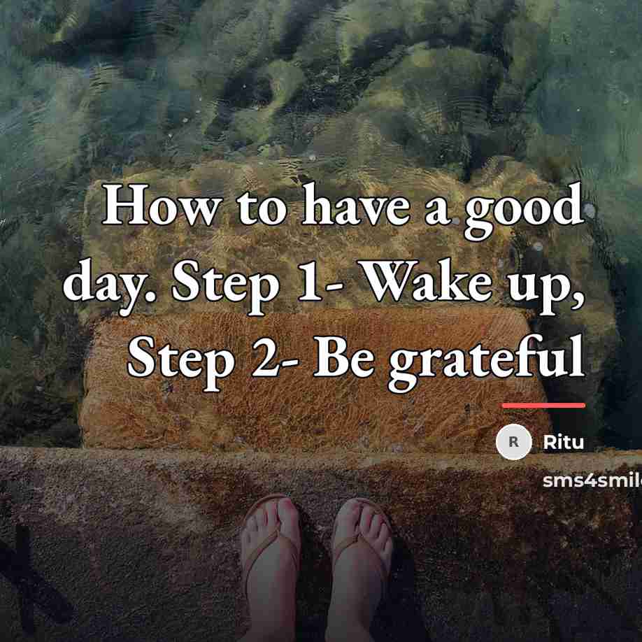 “How to have a good day. Step 1- Wake up,…” quote by Ritu