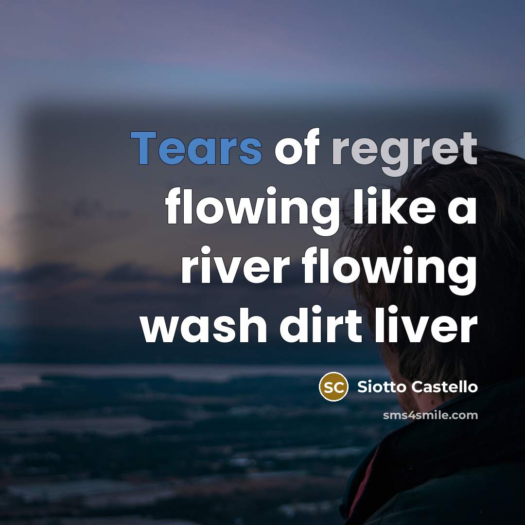 “Tears of regret flowing like a river flowing wash dirt…” quote by Siotto Castello