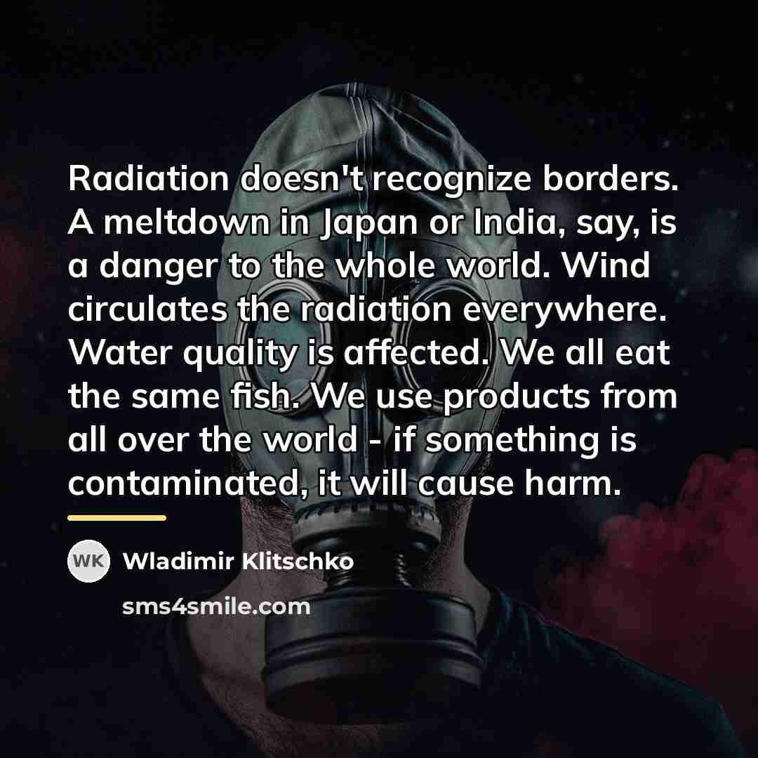 “Radiation doesn't recognize borders. A meltdown in Japan or India,…” quote by Wladimir Klitschko