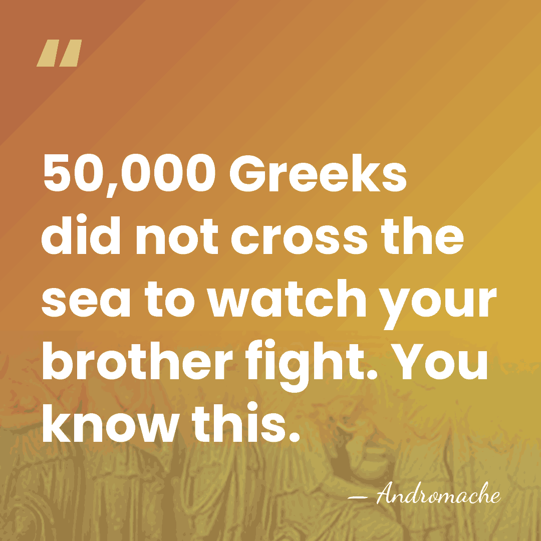 50,000 Greeks did not cross the sea to watch your brother fight.&hellip; - Andromache