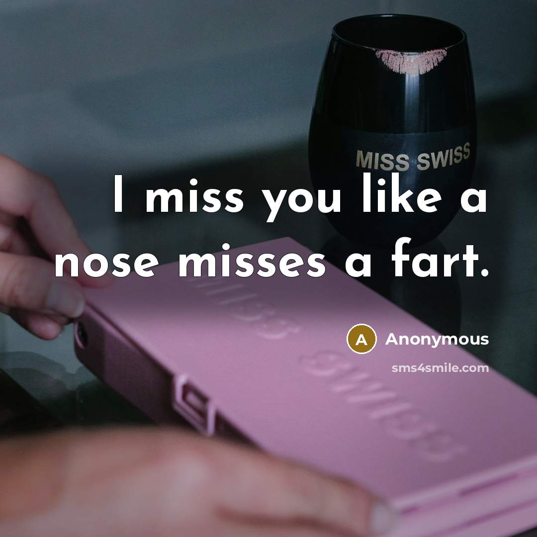 “I miss you like a nose misses a fart.…” quote by Anonymous