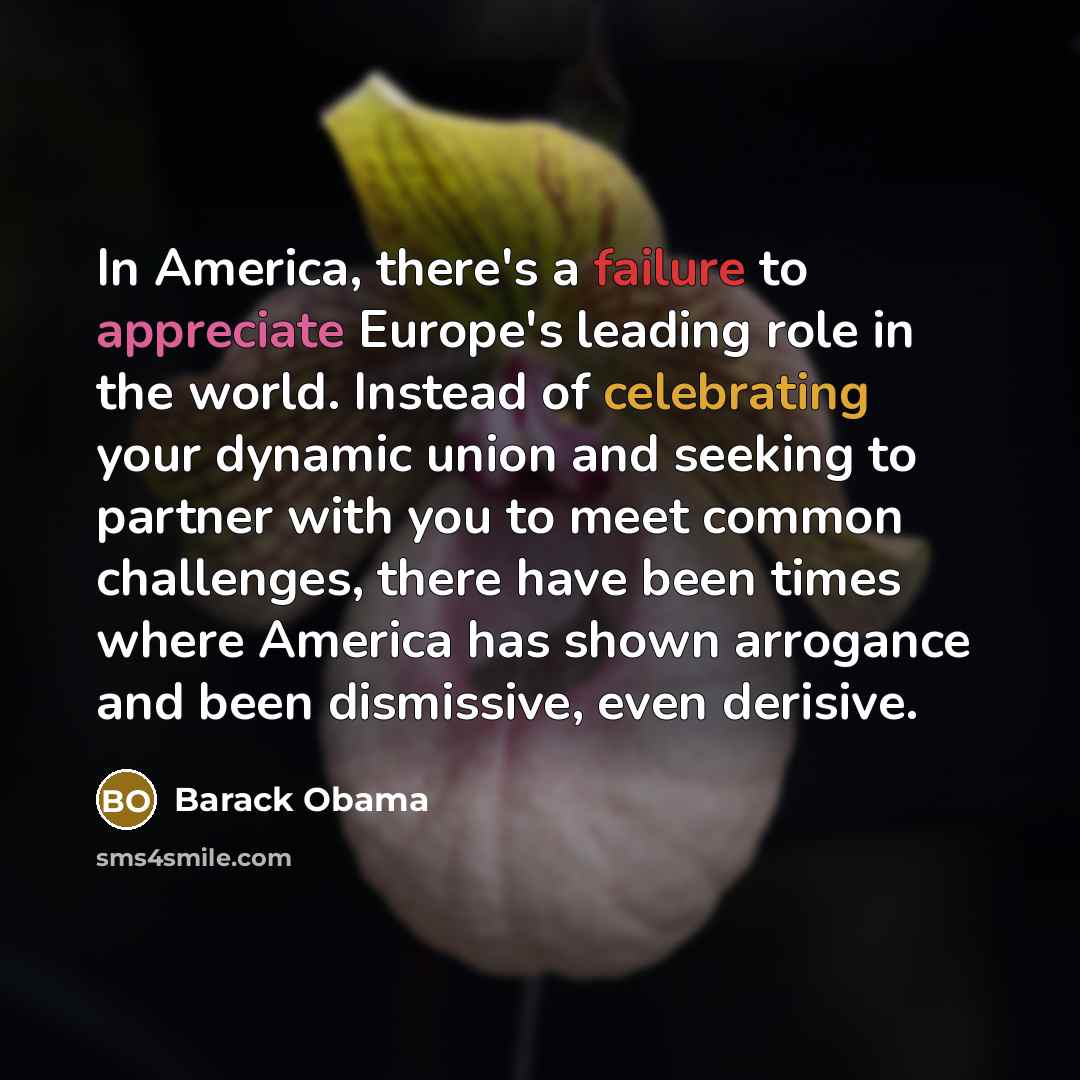 “In America, there's a failure to appreciate Europe's leading role…” quote by Barack Obama