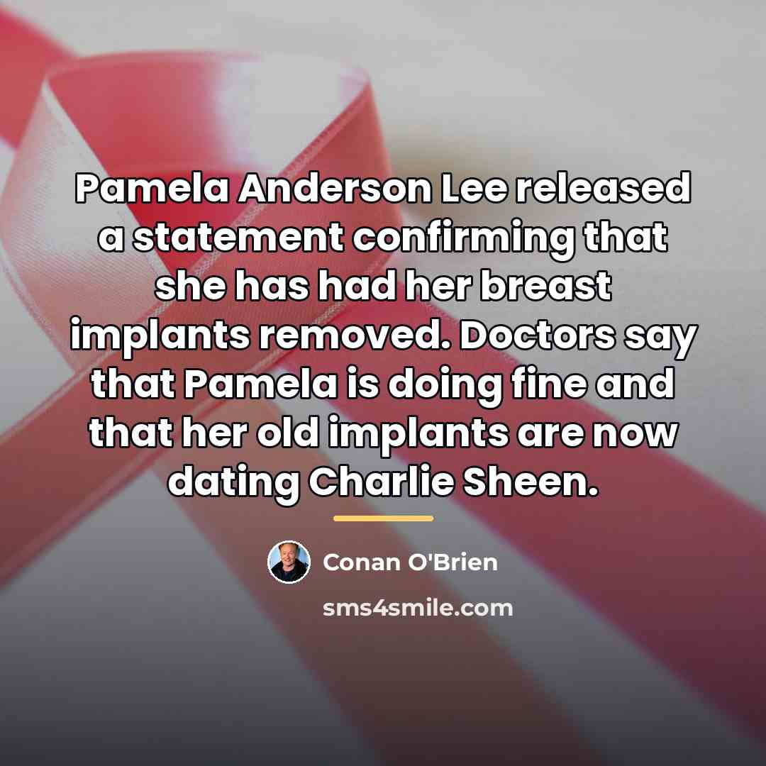 “Pamela Anderson Lee released a statement confirming that she has…” quote by Conan O'Brien