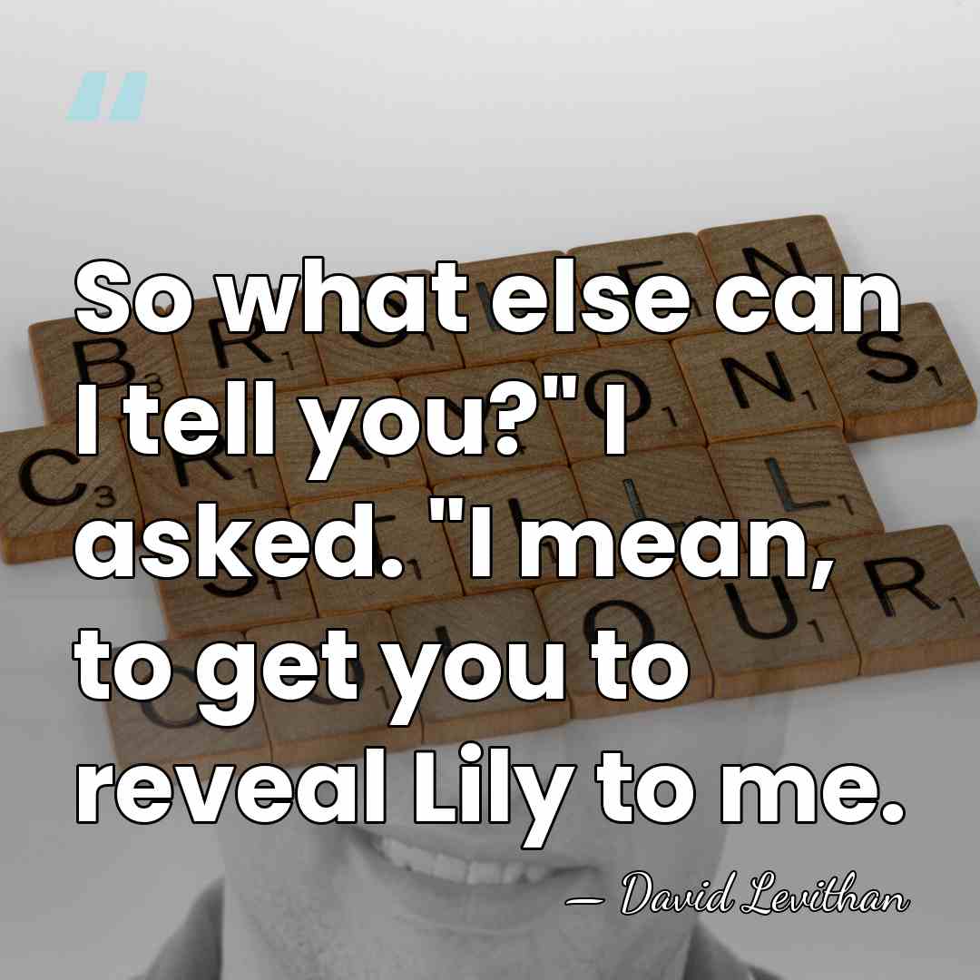 So what else can I tell you?" I asked. "I mean, to&hellip; - David Levithan