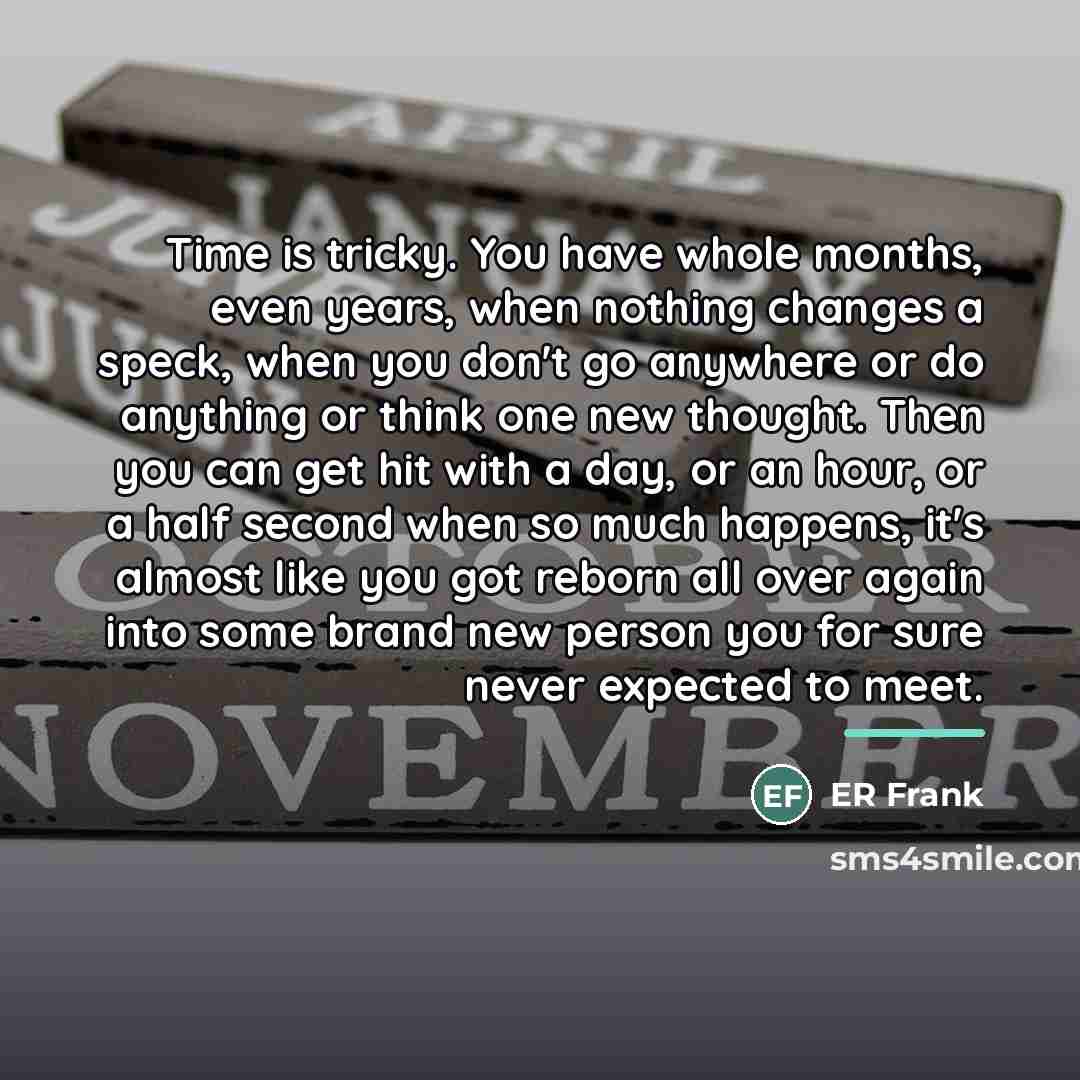 “Time is tricky. You have whole months, even years, when…” quote by ER Frank