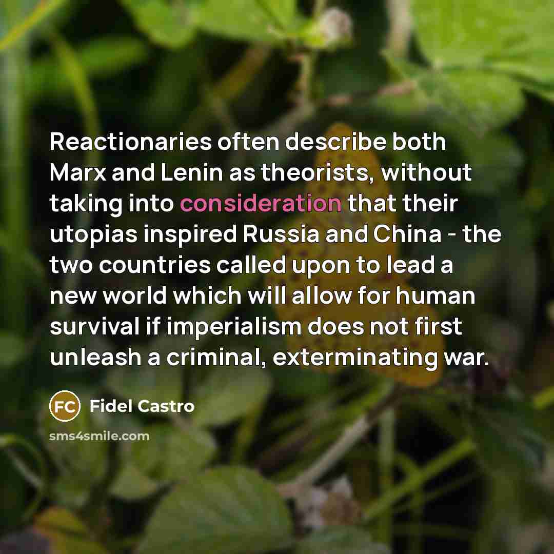 “Reactionaries often describe both Marx and Lenin as theorists, without…” quote by Fidel Castro