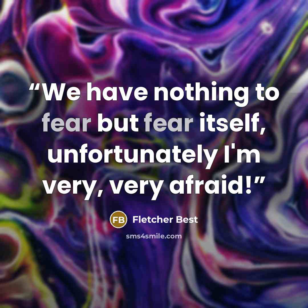 “We have nothing to fear but fear itself, unfortunately I'm very, very afraid!” quote by Fletcher Best
