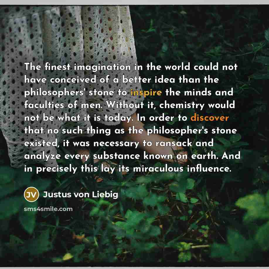 “The finest imagination in the world could not have conceived…” quote by Justus von Liebig