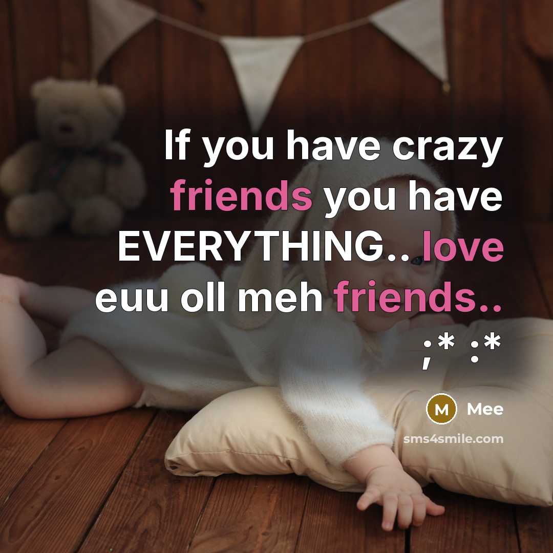 “If you have crazy friends you have EVERYTHING.. love euu oll meh friends.. ;* :*” quote by Mee