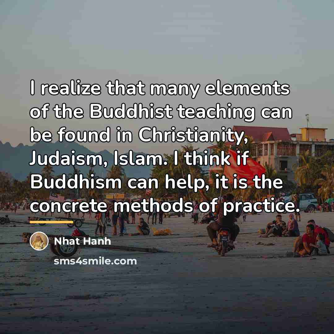 “I realize that many elements of the Buddhist teaching can…” quote by Nhat Hanh