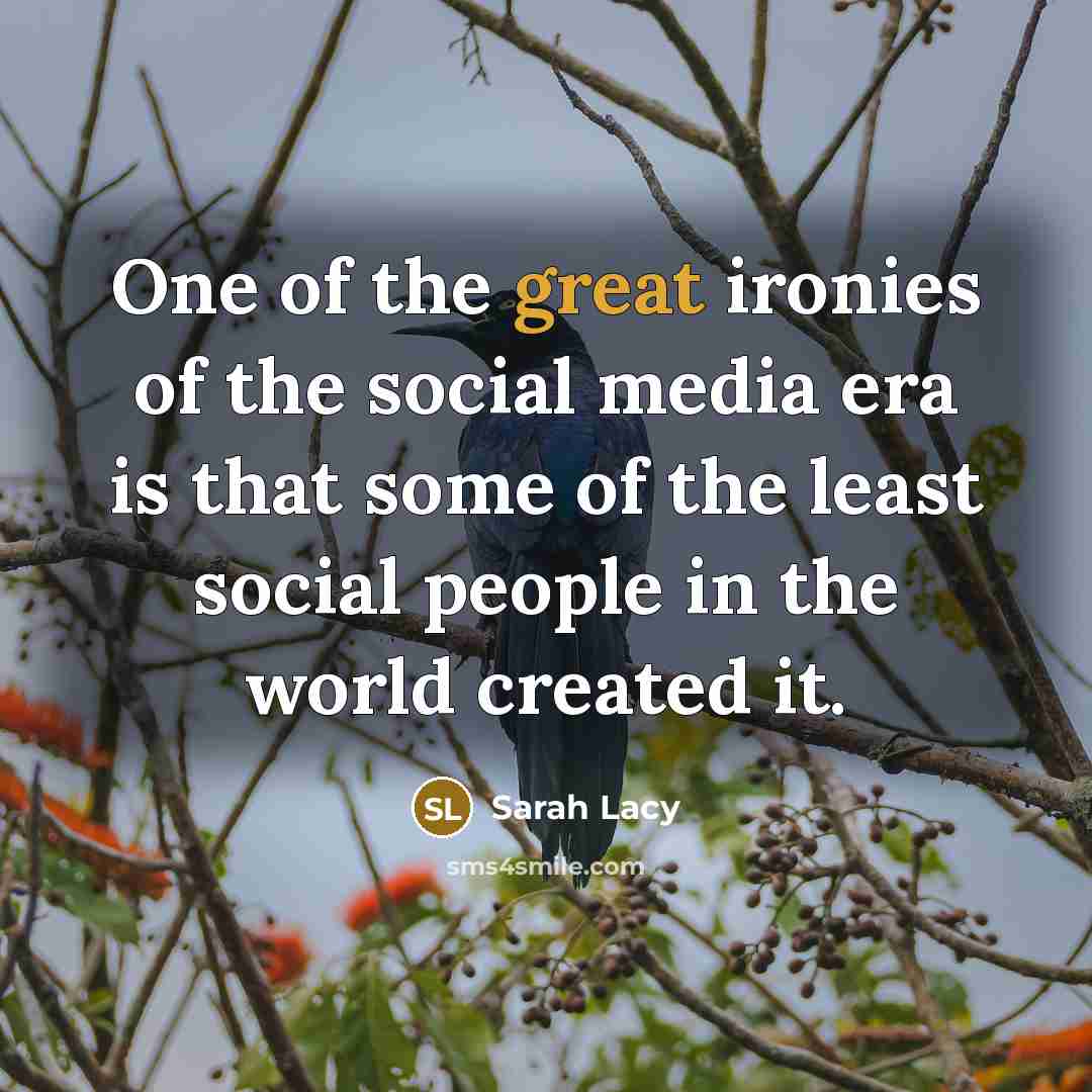 “One of the great ironies of the social media era…” quote by Sarah Lacy