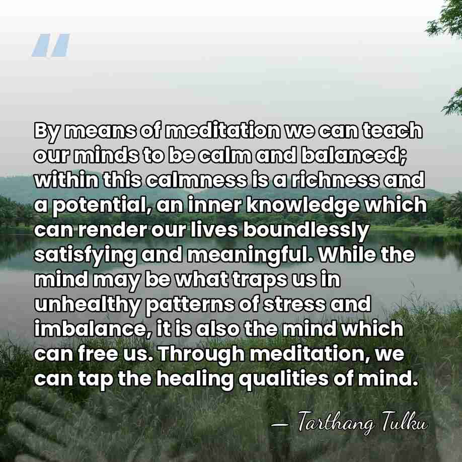 By means of meditation we can teach our minds to be calm&hellip; - Tarthang Tulku