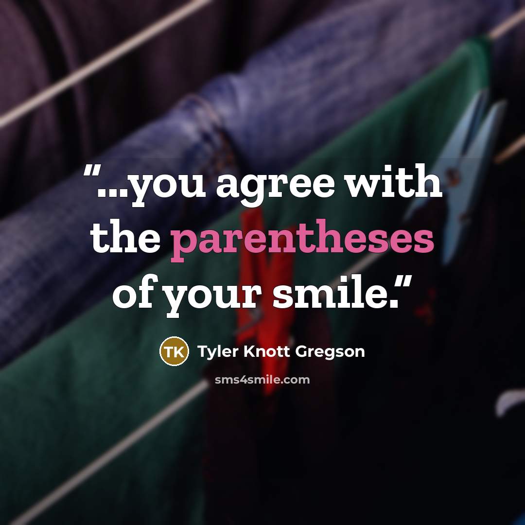 “...you agree with the parentheses of your smile.” quote by Tyler Knott Gregson