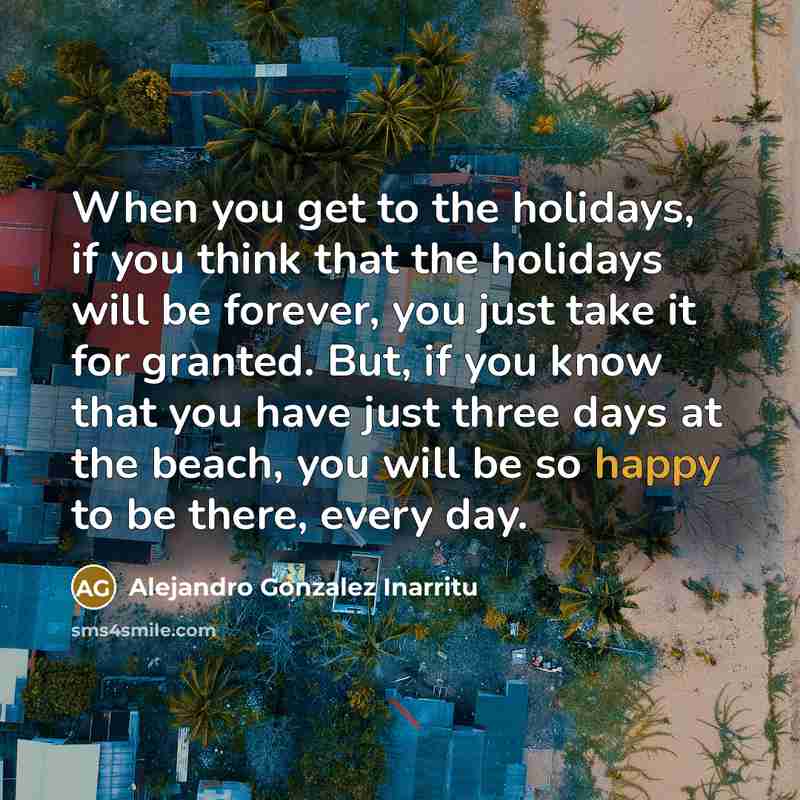 “When you get to the holidays, if you think that…” quote by Alejandro Gonzalez Inarritu