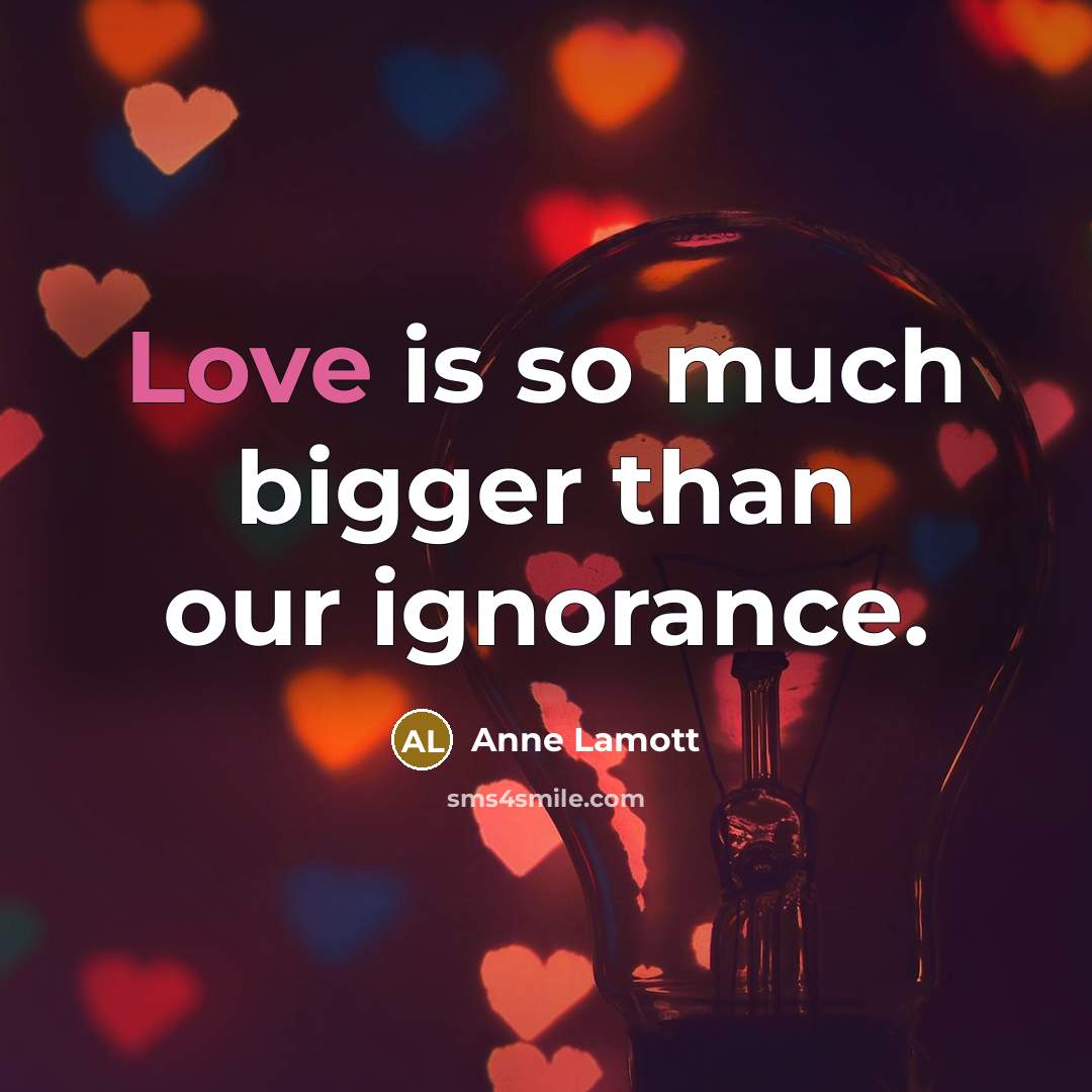 “Love is so much bigger than our ignorance.…” quote by Anne Lamott