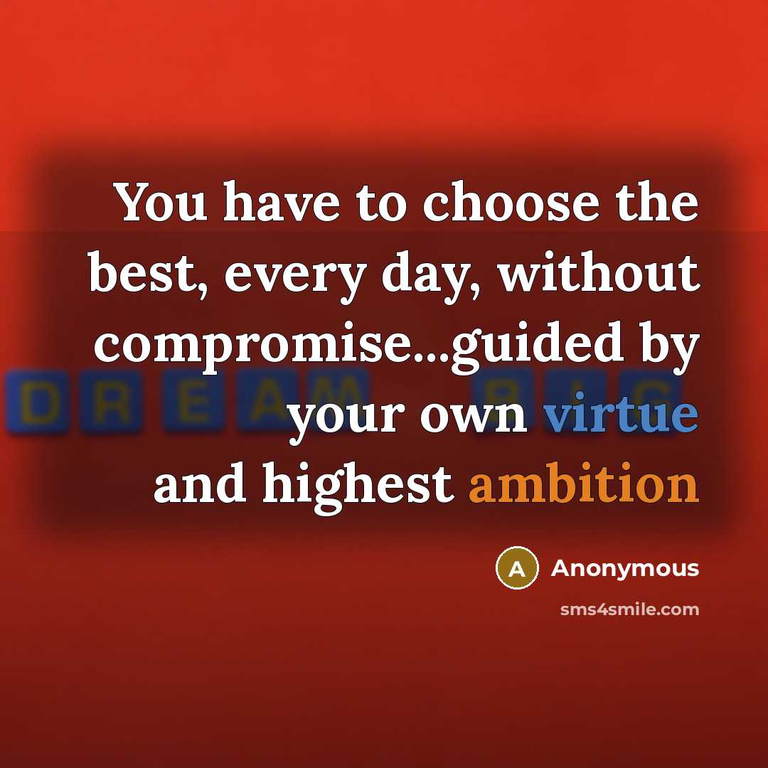 “You have to choose the best, every day, without compromise...guided…” quote by Anonymous