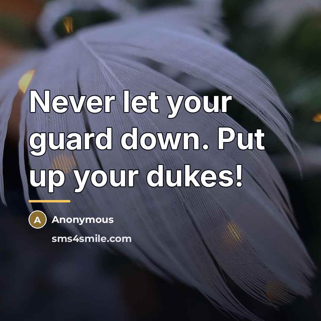 “Never let your guard down. Put up your dukes!…” quote by Anonymous
