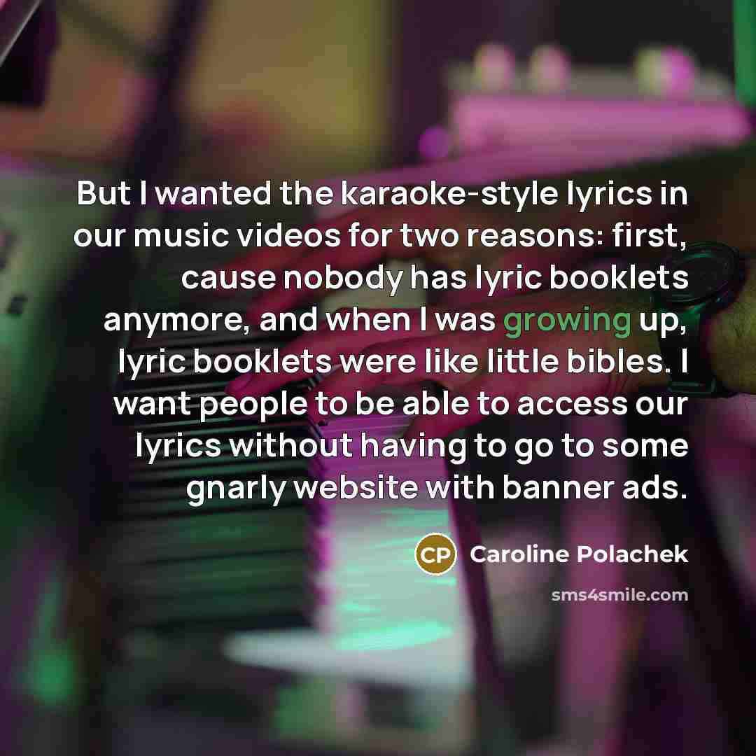 “But I wanted the karaoke-style lyrics in our music videos…” quote by Caroline Polachek