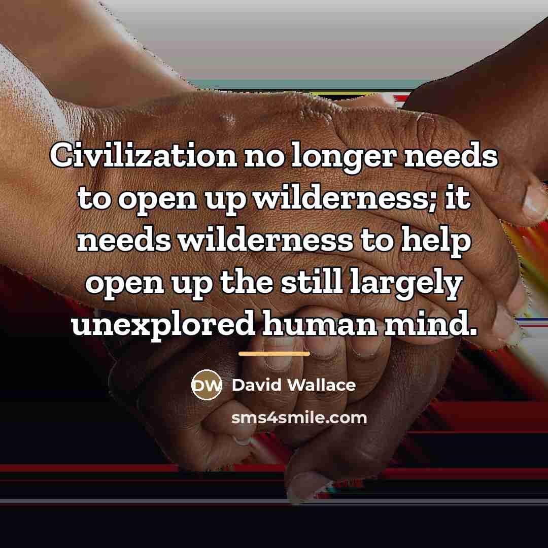“Civilization no longer needs to open up wilderness; it needs…” quote by David Wallace
