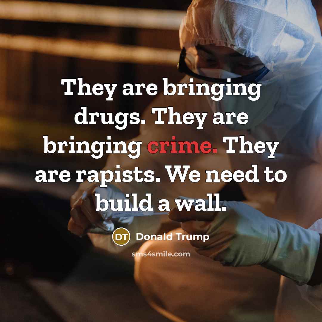 “They are bringing drugs. They are bringing crime. They are…” quote by Donald Trump