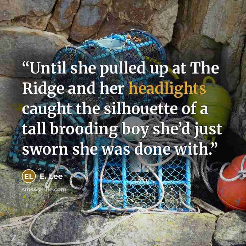 “Until she pulled up at The Ridge and her headlights caught the silhouette of a tall brooding boy she’d just sworn she was done with.” quote by E. Lee