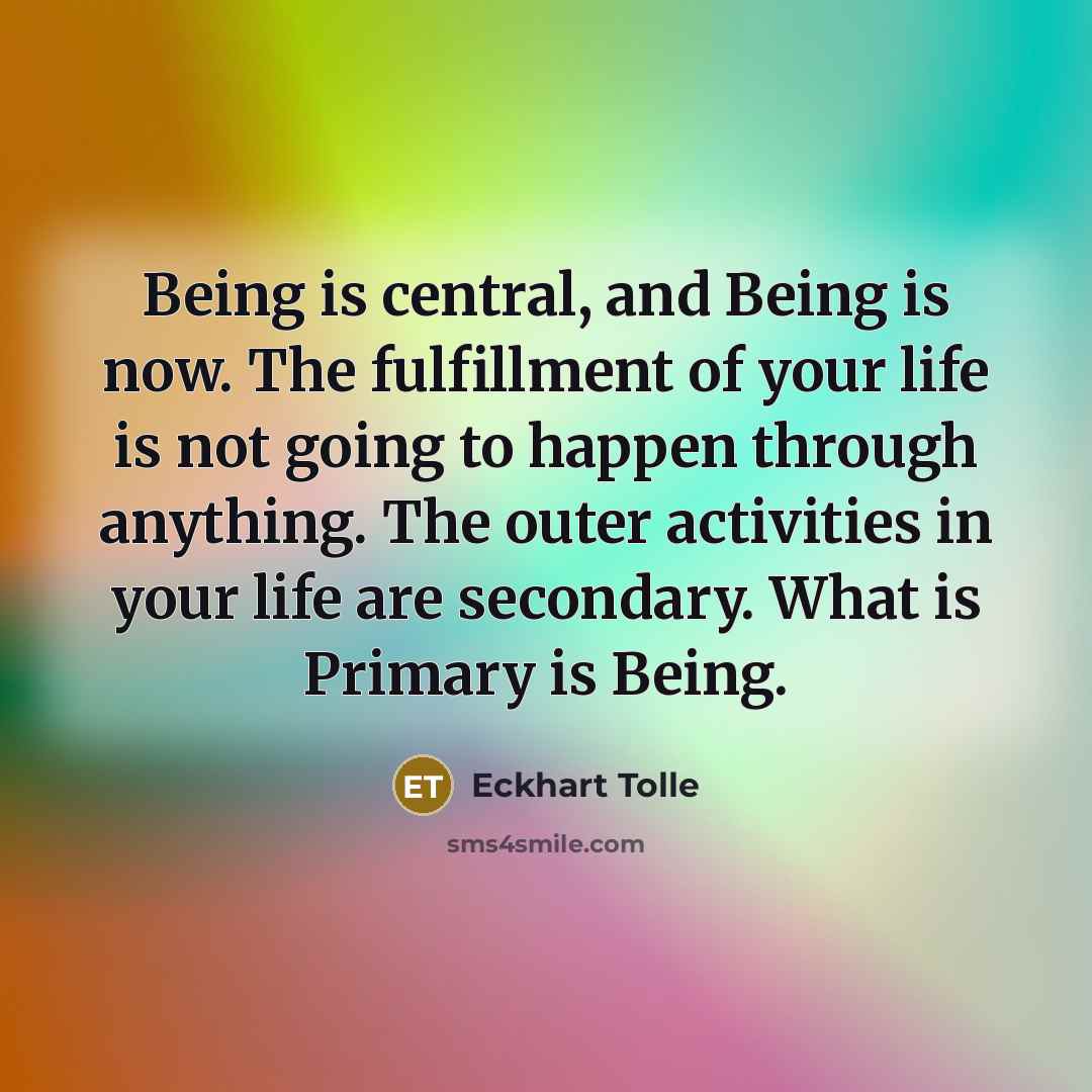“Being is central, and Being is now. The fulfillment of…” quote by Eckhart Tolle