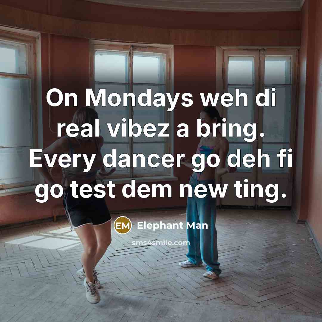 “On Mondays weh di real vibez a bring. Every dancer…” quote by Elephant Man