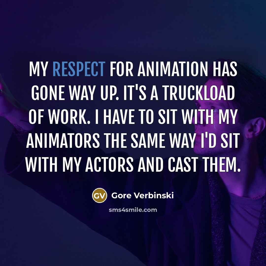 “My respect for animation has gone way up. It's a…” quote by Gore Verbinski
