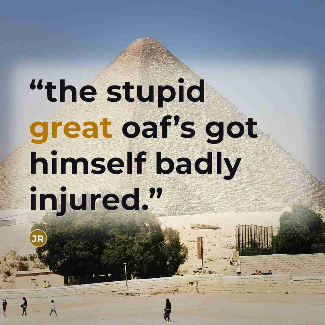 “the stupid great oaf’s got himself badly injured.” quote by J.K. Rowling