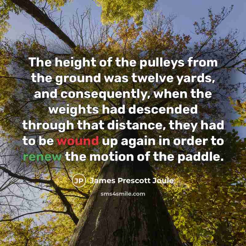 “The height of the pulleys from the ground was twelve…” quote by James Prescott Joule