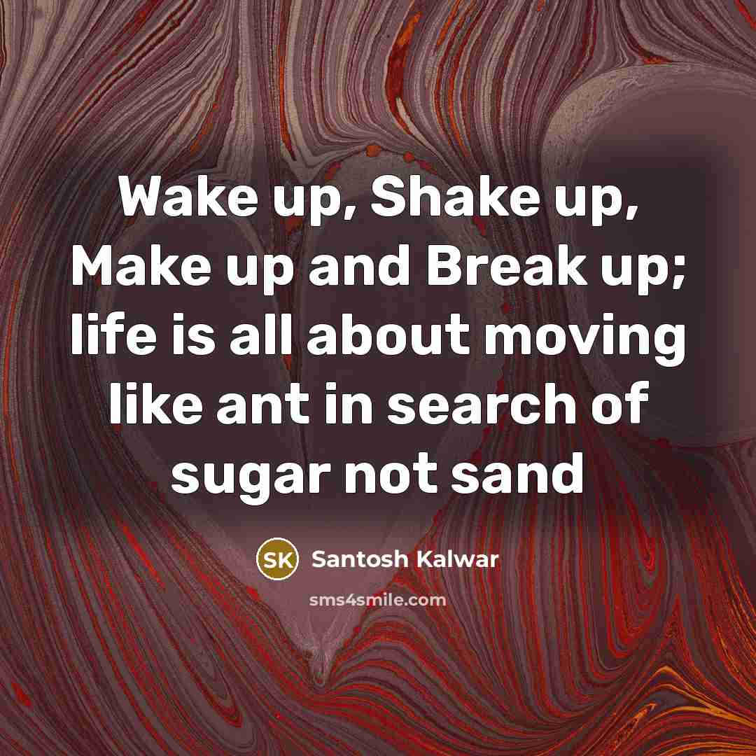 “Wake up, Shake up, Make up and Break up; life…” quote by Santosh Kalwar