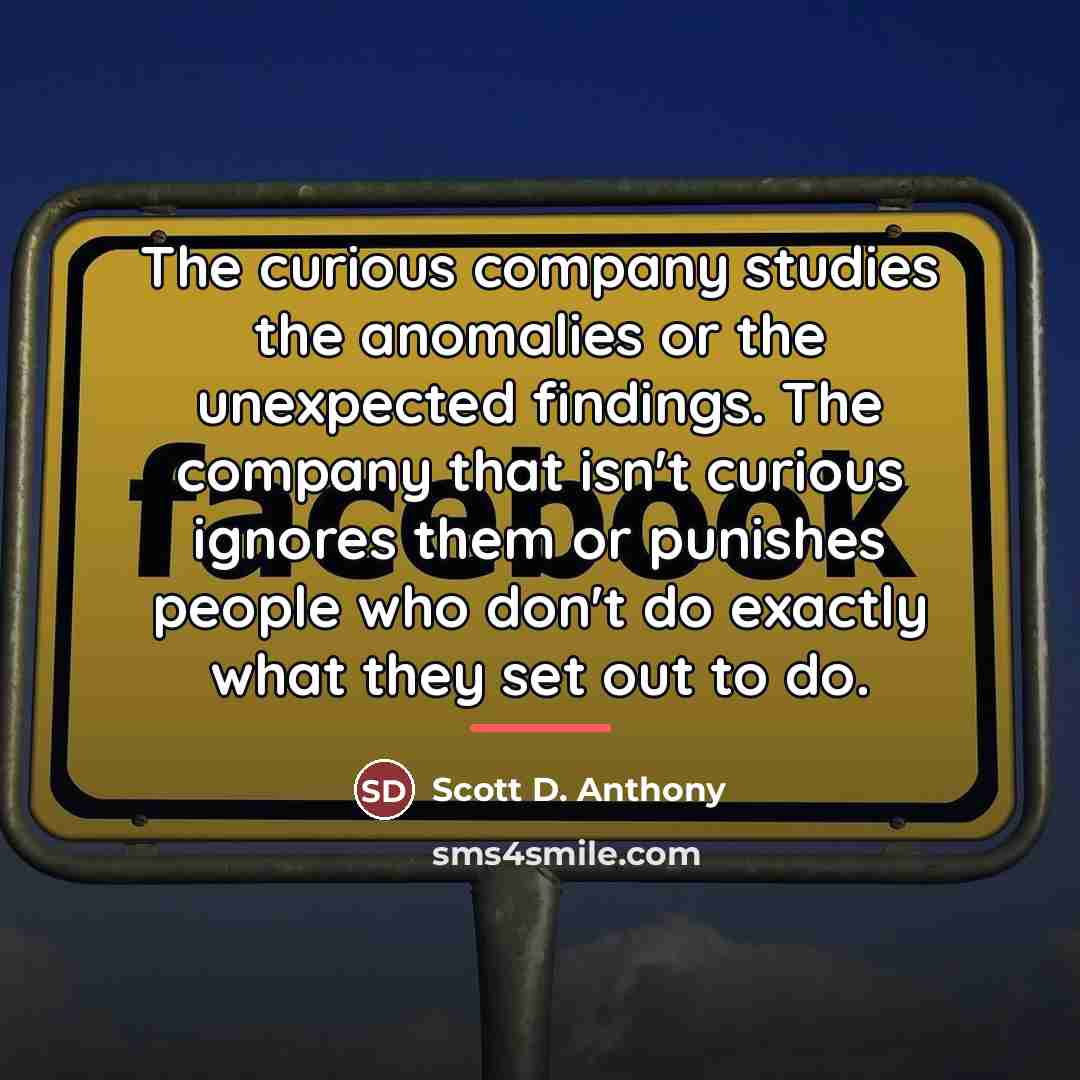 “The curious company studies the anomalies or the unexpected findings.…” quote by Scott D. Anthony