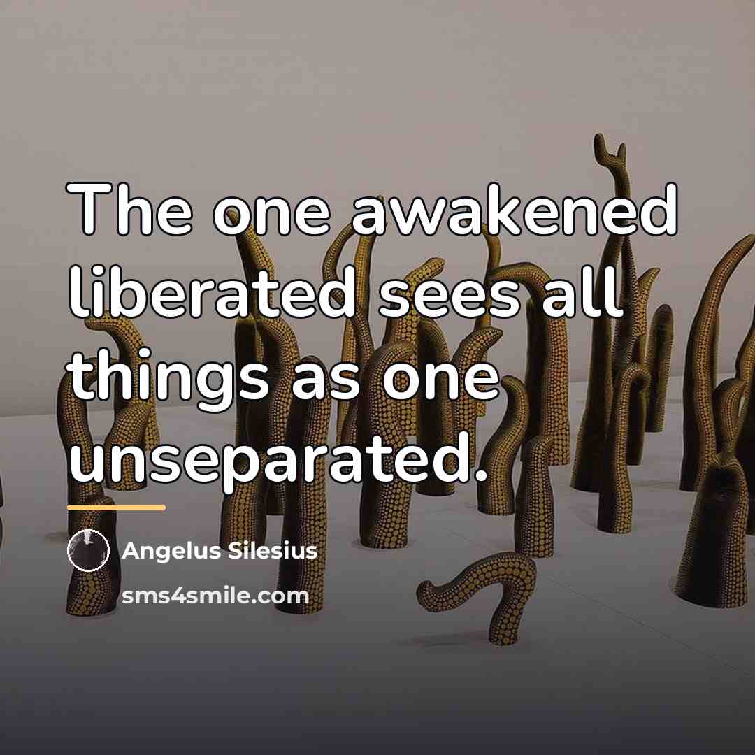 “The one awakened liberated sees all things as one unseparated.…” quote by Angelus Silesius
