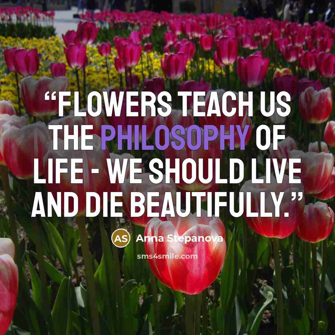 “Flowers teach us the philosophy of life - we should live and die beautifully.” quote by Anna Stepanova