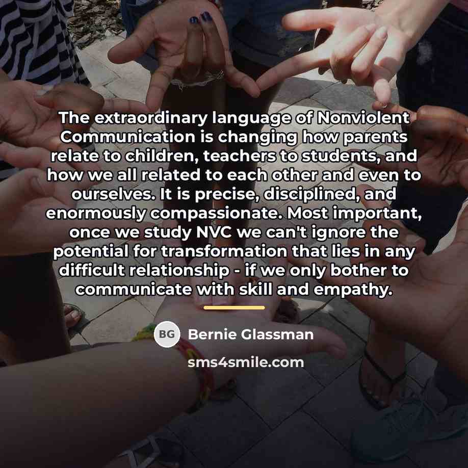 “The extraordinary language of Nonviolent Communication is changing how parents…” quote by Bernie Glassman