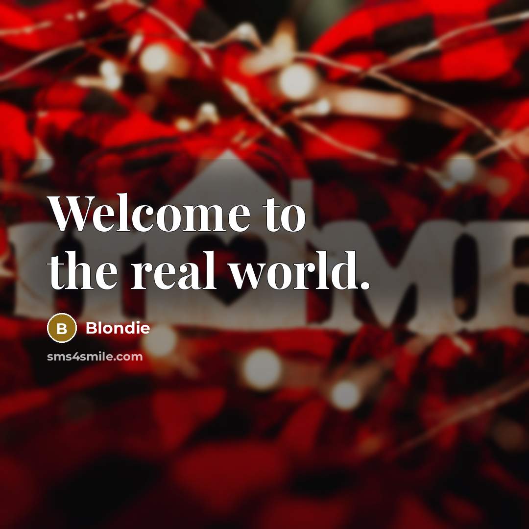 “Welcome to the real world.” quote by Blondie