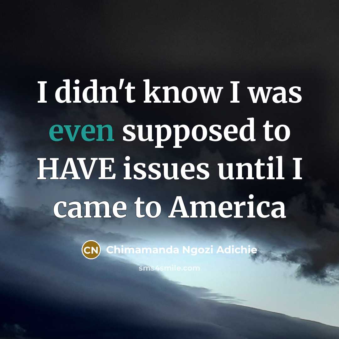 “I didn't know I was even supposed to HAVE issues…” quote by Chimamanda Ngozi Adichie