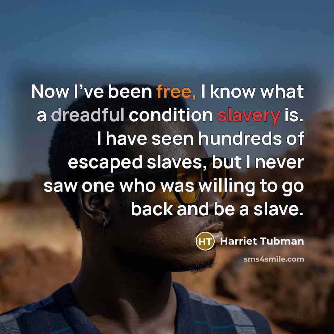“Now I've been free, I know what a dreadful condition…” quote by Harriet Tubman