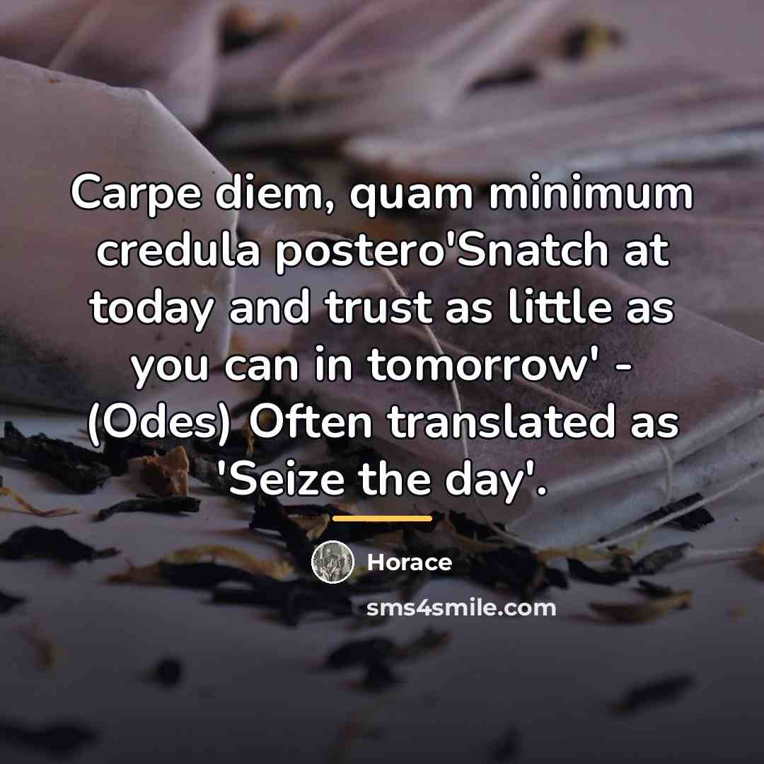 “Carpe diem, quam minimum credula postero'Snatch at today and trust…” quote by Horace