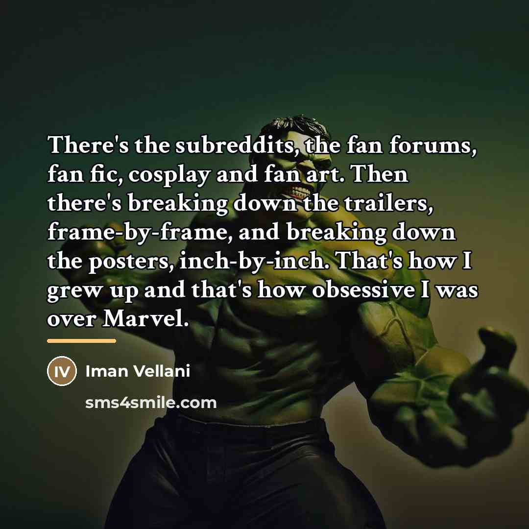 “There's the subreddits, the fan forums, fan fic, cosplay and…” quote by Iman Vellani