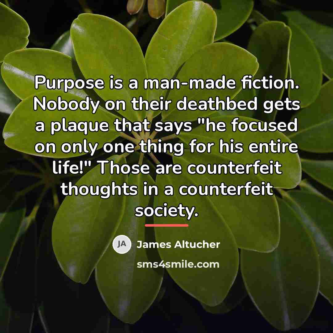 “Purpose is a man-made fiction. Nobody on their deathbed gets…” quote by James Altucher