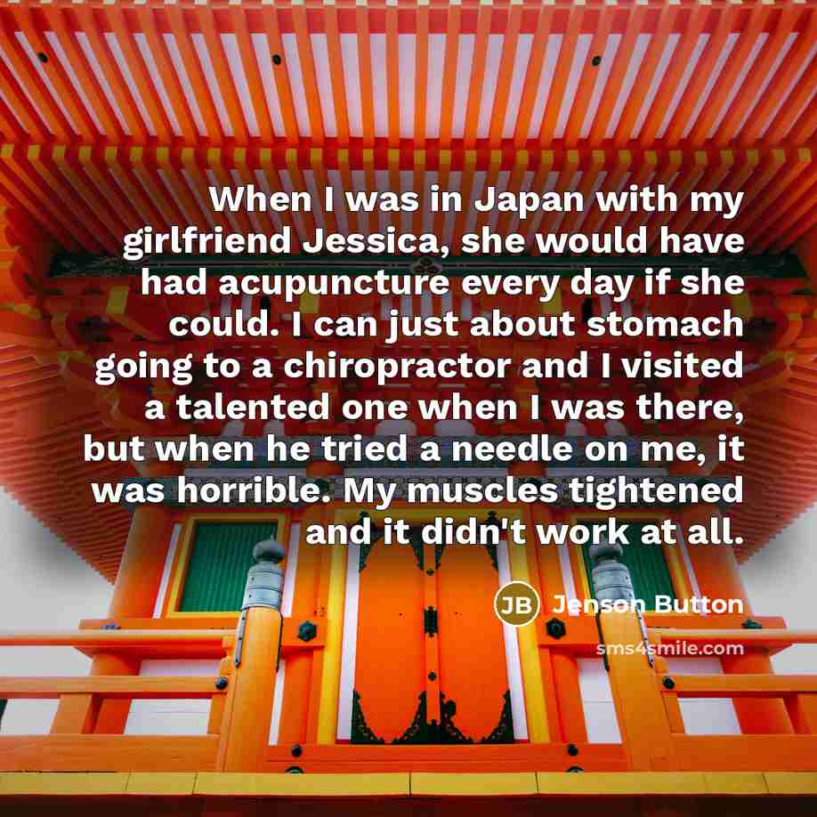 “When I was in Japan with my girlfriend Jessica, she…” quote by Jenson Button