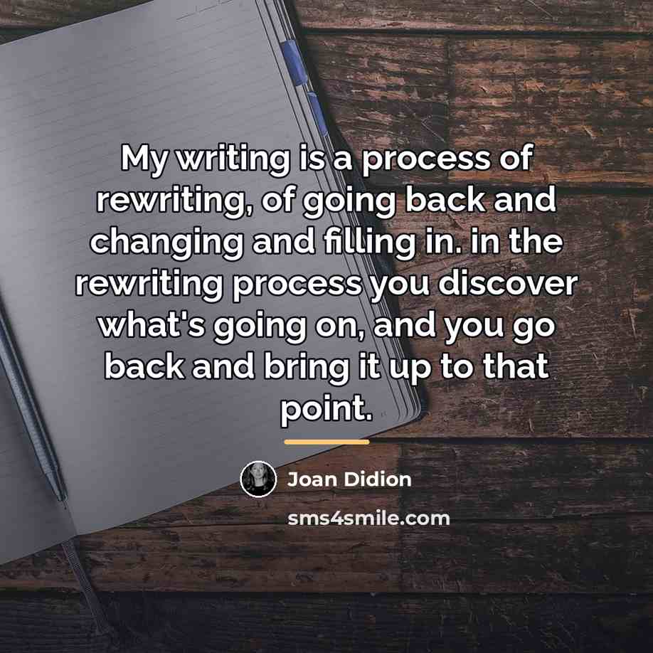 “My writing is a process of rewriting, of going back…” quote by Joan Didion