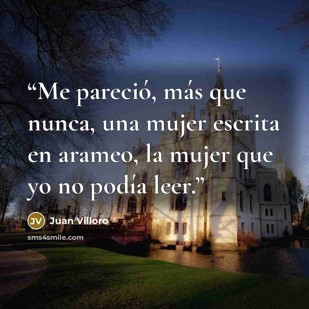“Me pareció, más que nunca, una mujer escrita en arameo, la mujer que yo no podía leer.” quote by Juan Villoro