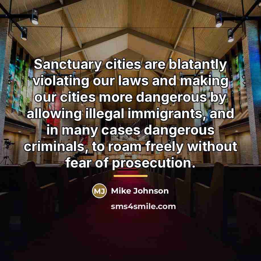 “Sanctuary cities are blatantly violating our laws and making our…” quote by Mike Johnson