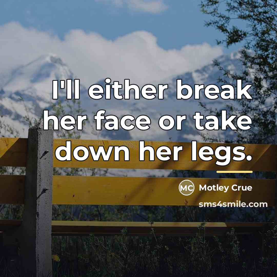 “I'll either break her face or take down her legs.…” quote by Motley Crue
