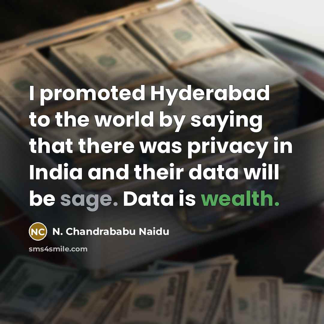 “I promoted Hyderabad to the world by saying that there…” quote by N. Chandrababu Naidu